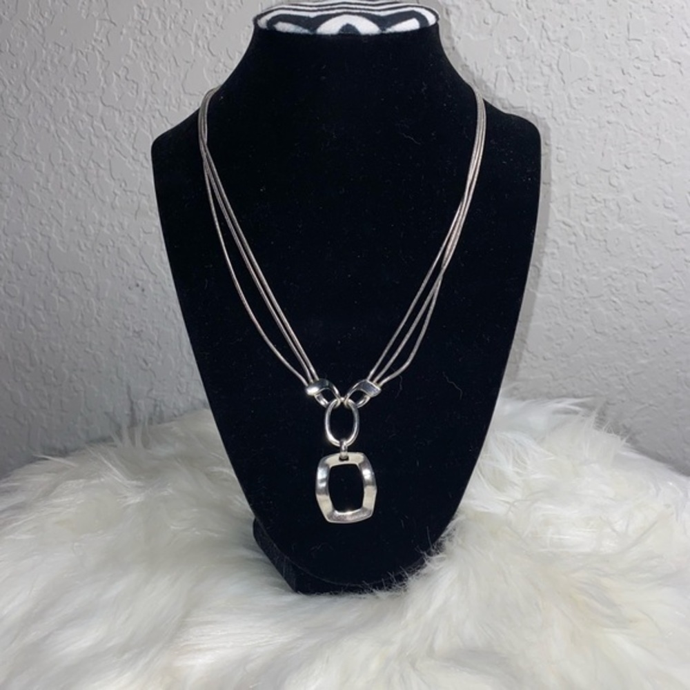 Lia Sophia Silver Tone Pendant on Triple Snake Chain